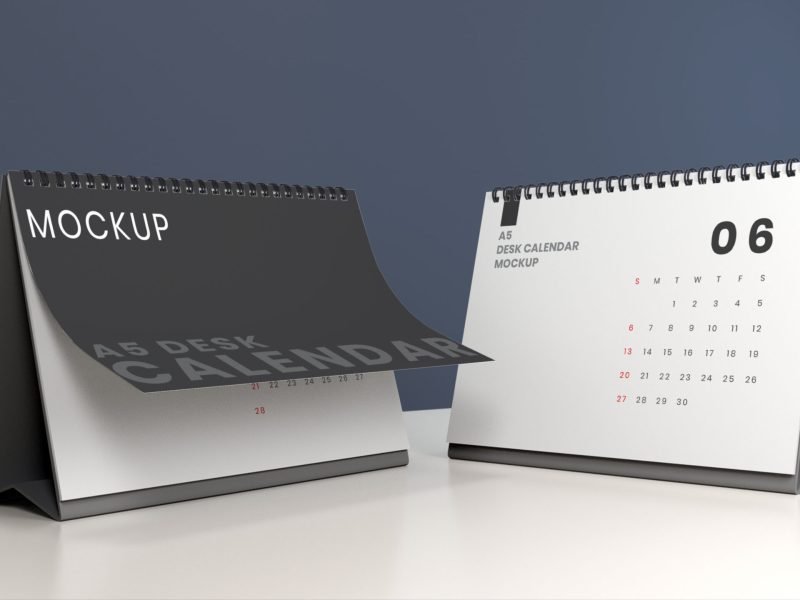 Landscape Desk Calendar Mockup Template