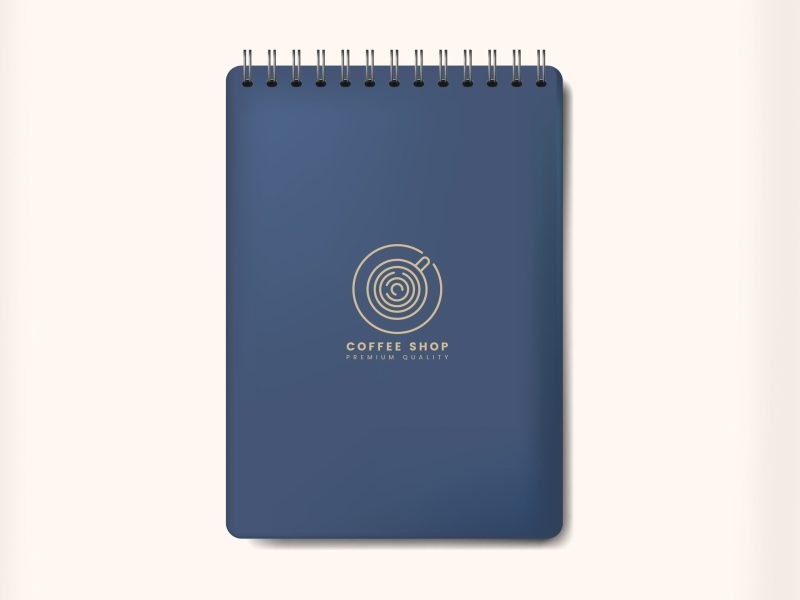 Spiral blue notebook mockup isolated vector