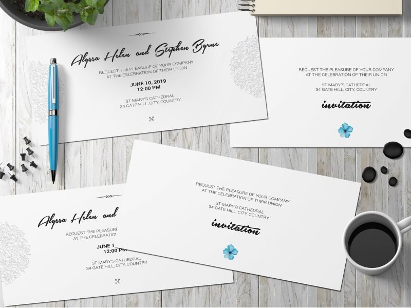 21x10 Invitation and Envelope Mockup